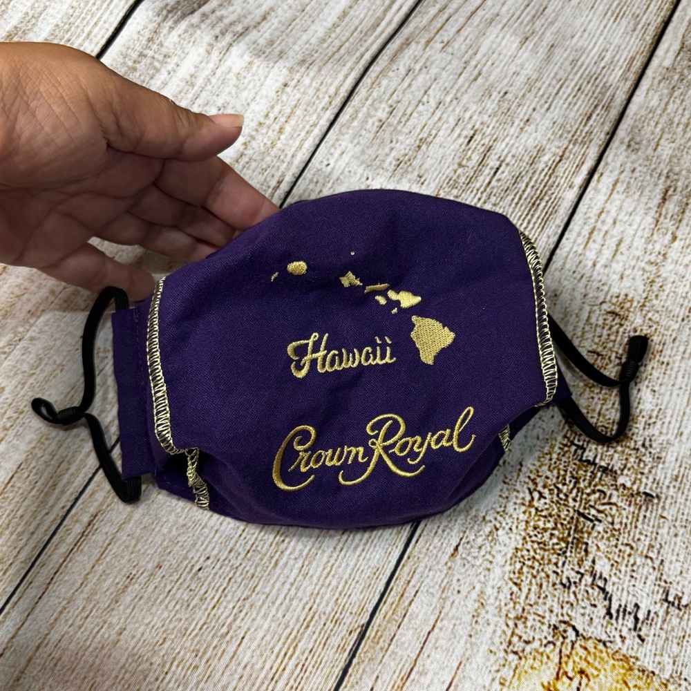 Artisan Made Crown Royal Purple Fabric Mask with Hawaii Embroidery - NWOT